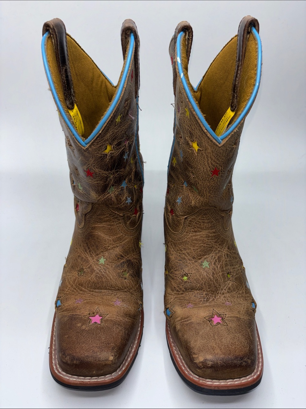 Dan Post Youth Size 4 Brown Leather Starlett Cowgirl Square Toe Western Boots